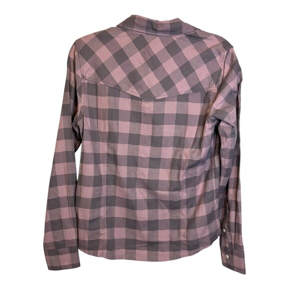 Stio Blouse Women's Size Medium Plaid Outdoor Pink Gray Button Down - Picture 2 of 4